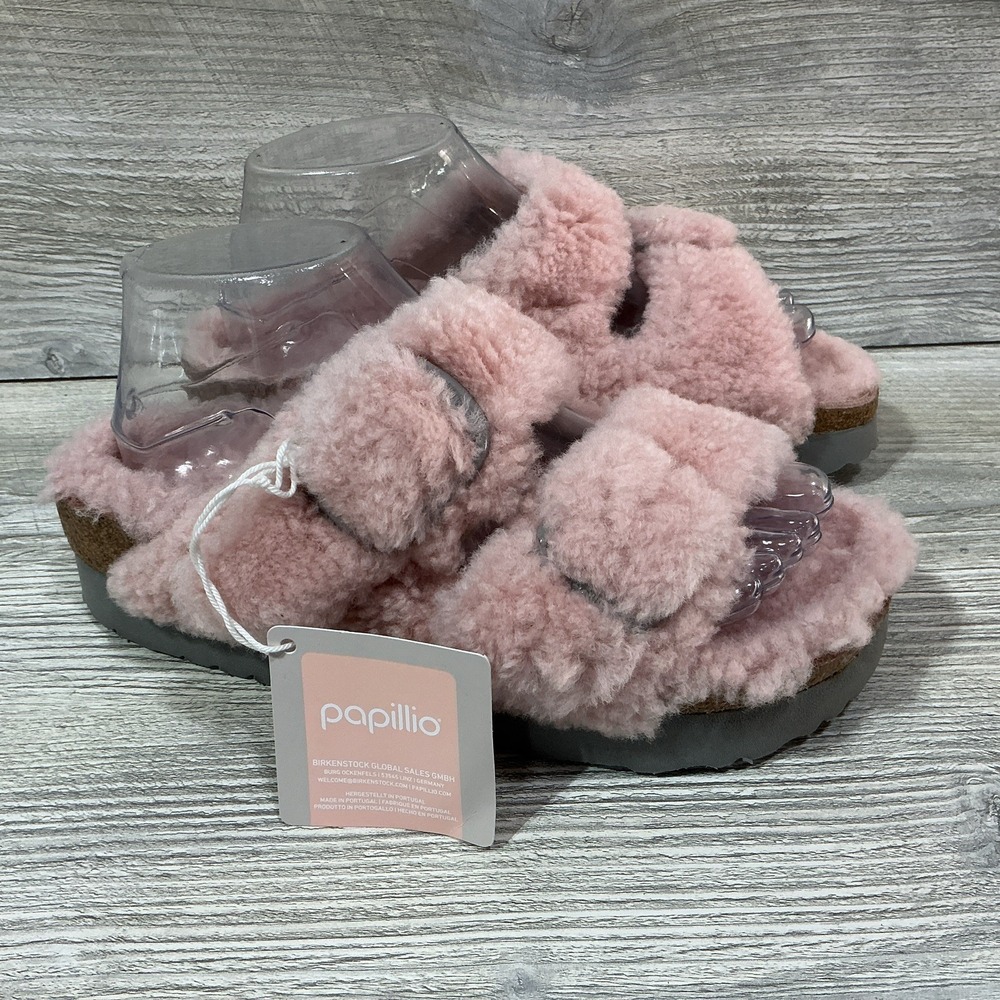 Birkenstock Papillio Arizona Big Buckle Pink Shearling Sandals Women's 39 EU 8 N